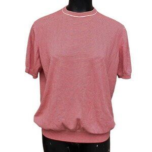 Gentry Portofino Red White Stripe Cotton Knit Top Size Large
